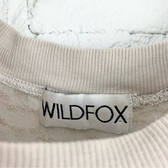 Wildfox Hello Light Grey Terry Burnout Long Sleeve Sweatshirt Medium - Picture 5 of 8